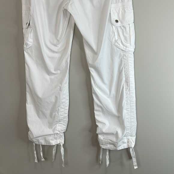 Ralph Lauren L-RL Lauren Active Y2K Vibe White Cargo Pants Drawstring Hem 10 - Picture 8 of 11
